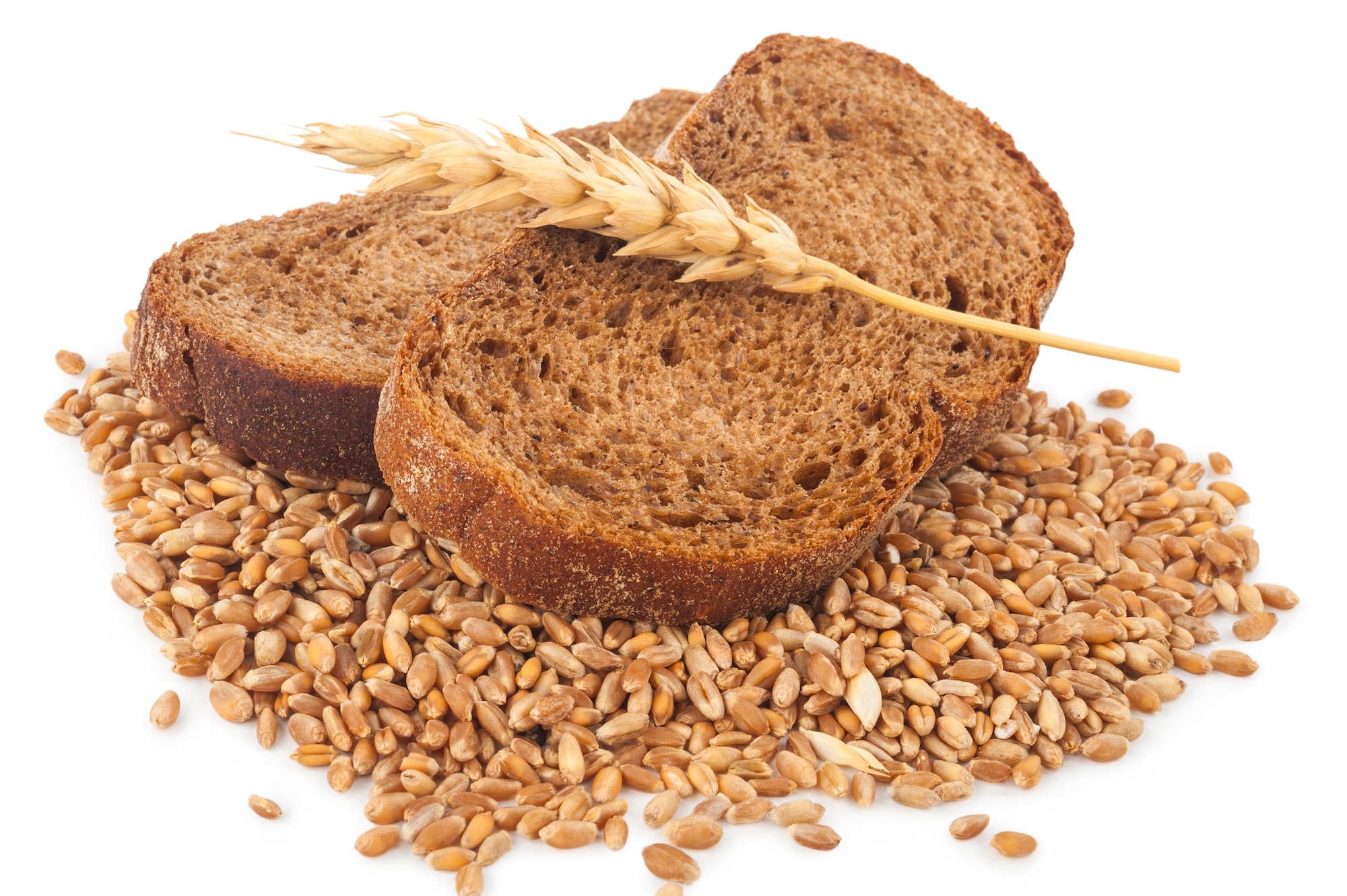 rebanadas de pan y una espiga de trigo